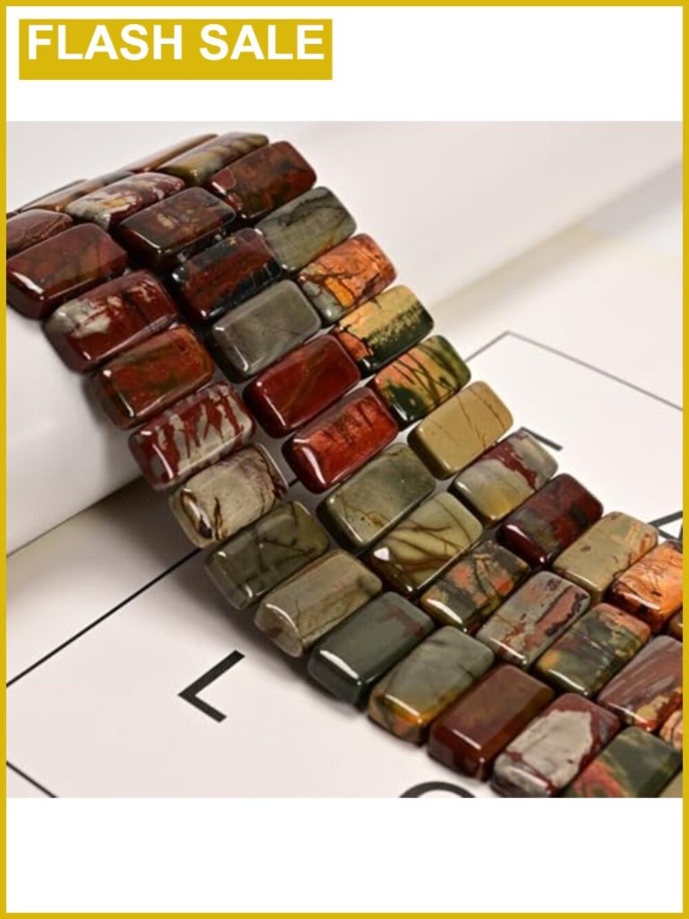 Natural Red Creek Jasper Beads 10x20mm Rectangle Gemstone 20pcs